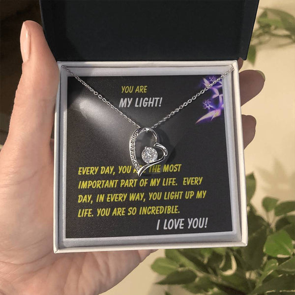 Personalized "You Are My Light" Gift Message Card Necklace for Women