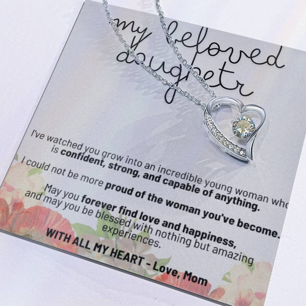 Personalized Heart-Shaped Pendant Necklace Cubic Zirconia for Daughter