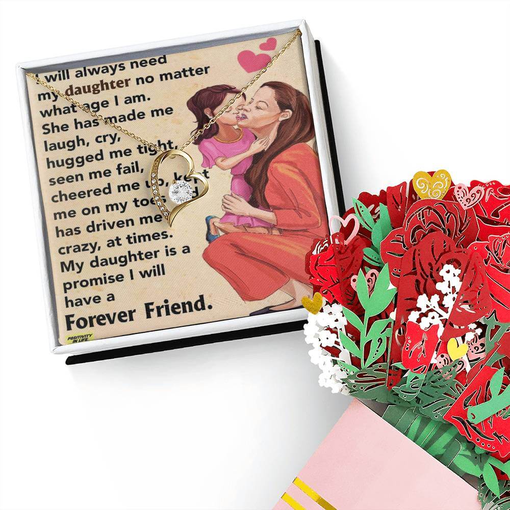 "Daughter's Devotion: Forever Love Necklace & Sweet Devotion Flower Bouquet Bundle" Jewelry Treasures