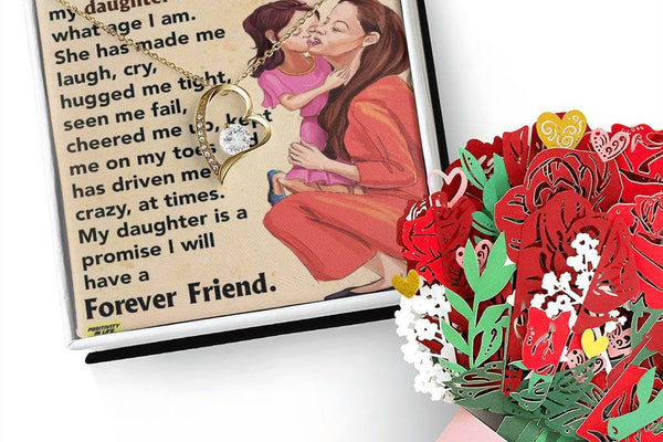 "Daughter's Devotion: Forever Love Necklace & Sweet Devotion Flower Bouquet Bundle"