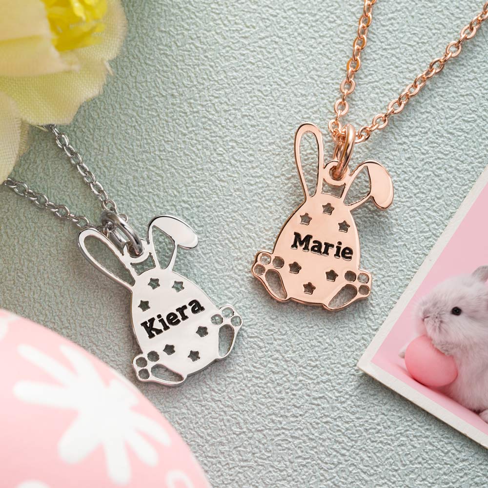 Personalized Easter Bunny Egg Name Necklace Sterling Silver Jewelry Treasures