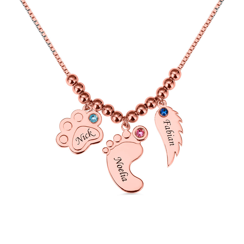 Personalized Paw Print & Baby Feet & Angel Wing Necklace Jewelry Treasures