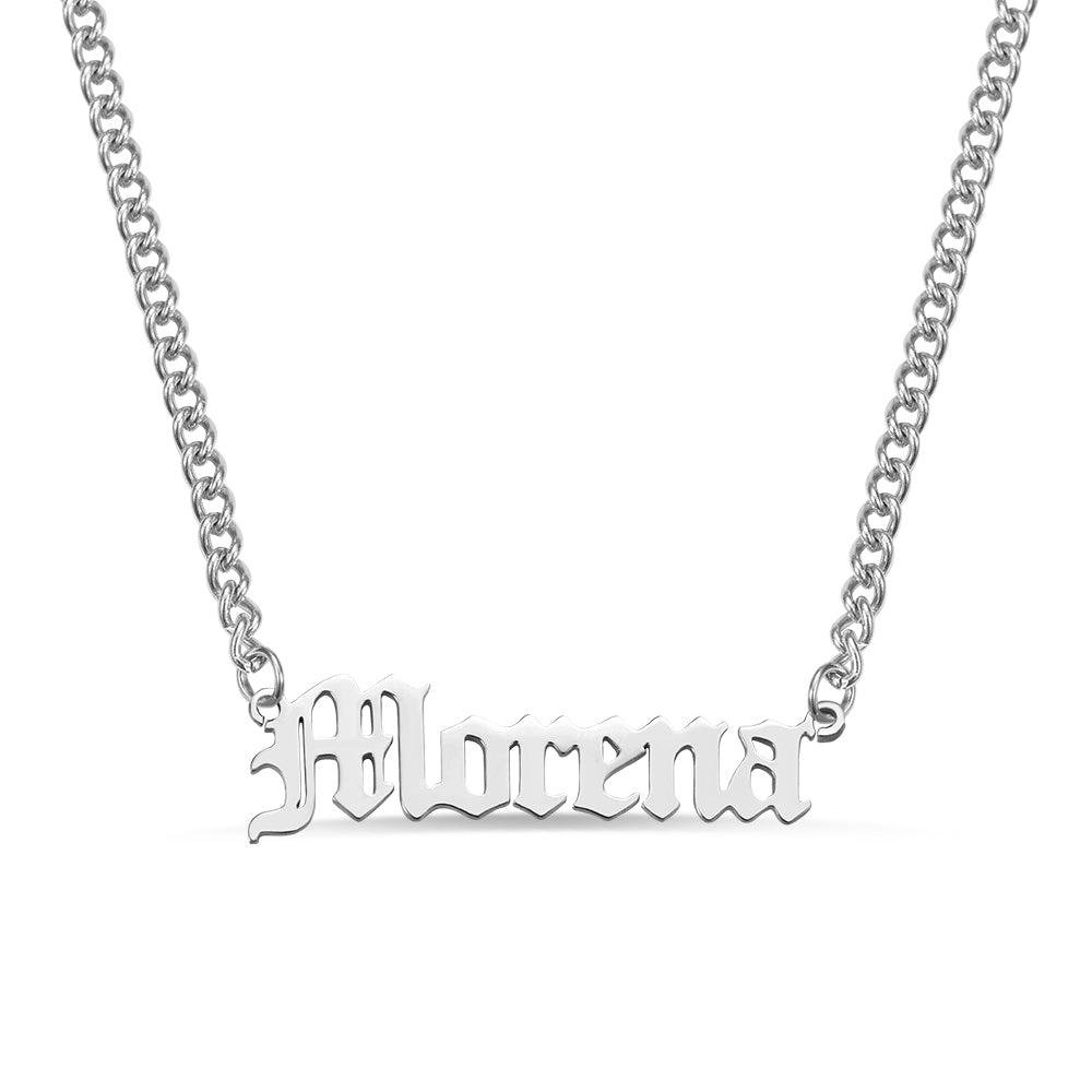 Personalized Name Necklace Name Plate Necklace Cuban Chain Jewelry Treasures