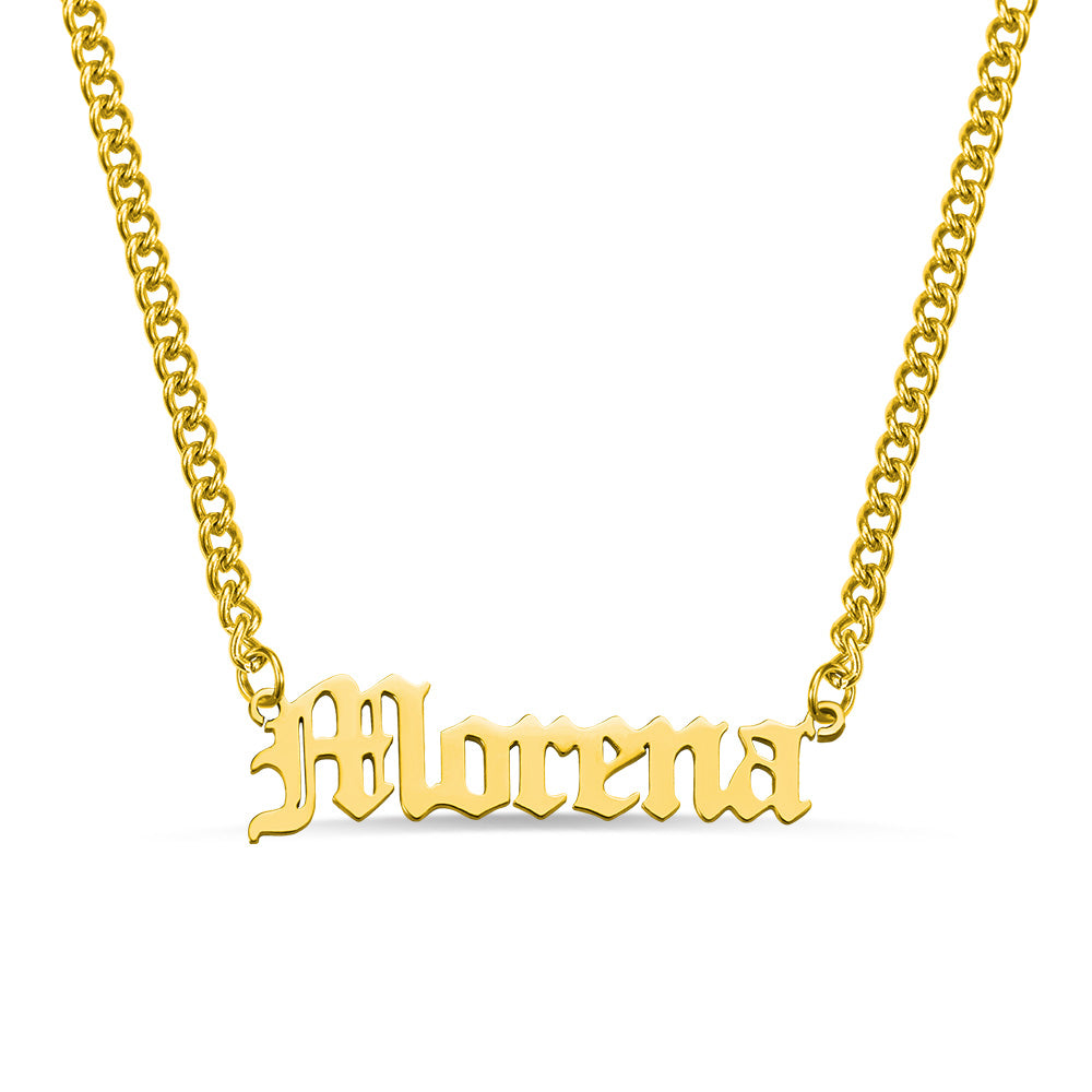 Personalized Name Necklace Name Plate Necklace Cuban Chain Jewelry Treasures