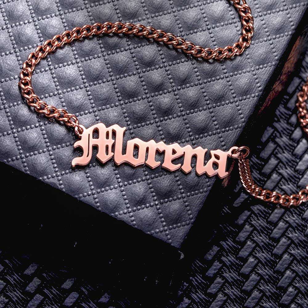 Personalized Name Necklace Name Plate Necklace Cuban Chain Jewelry Treasures