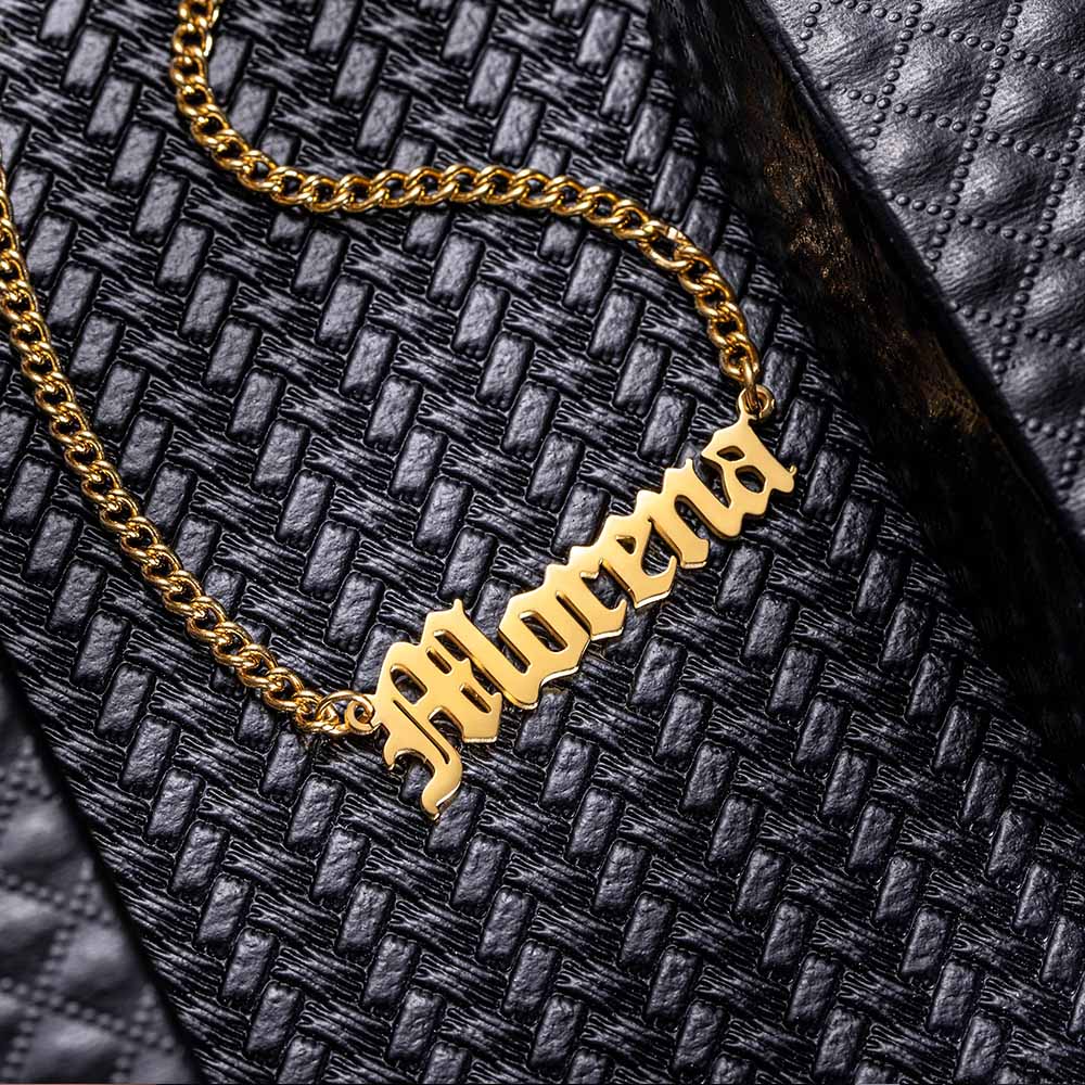 Personalized Name Necklace Name Plate Necklace Cuban Chain Jewelry Treasures