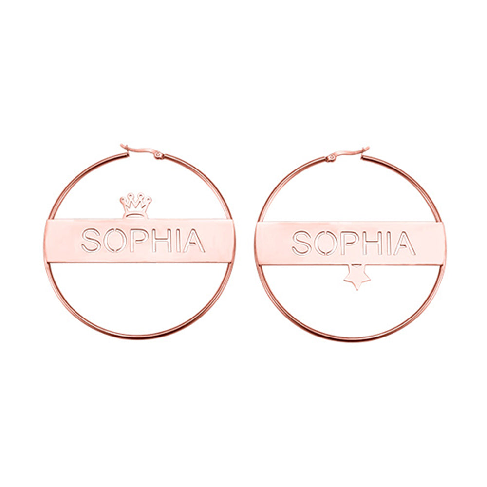 Personalized Name Hoop Earrings with Symbols