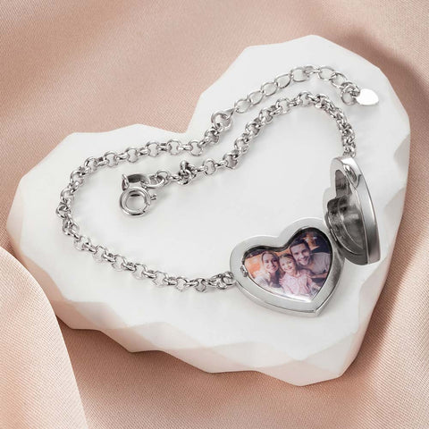 Custom Locket Heart Photo Bracelet for Her Birthday Gift Jewelry Treasures