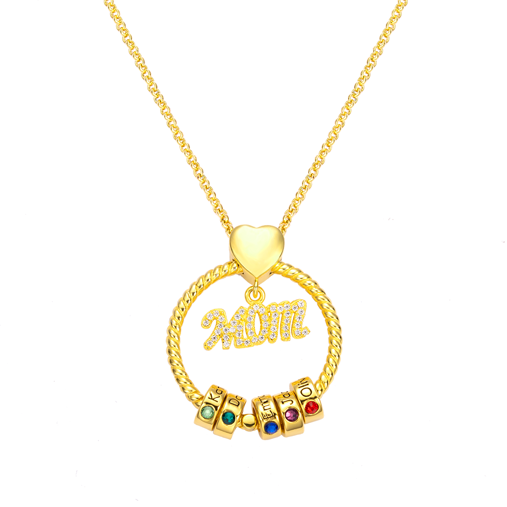 Personalized Name and Birthstone Family Necklace-Mom Jewelry Treasures