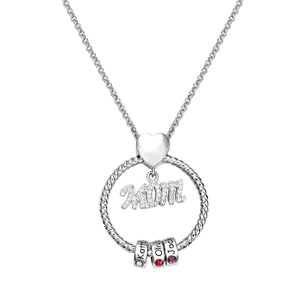 Personalized Name and Birthstone Family Necklace-Mom Jewelry Treasures