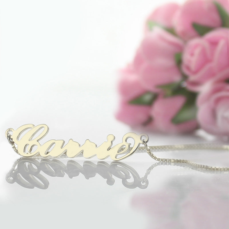 Personalized Box Chain Carrie Name Necklace Silver Jewelry Treasures