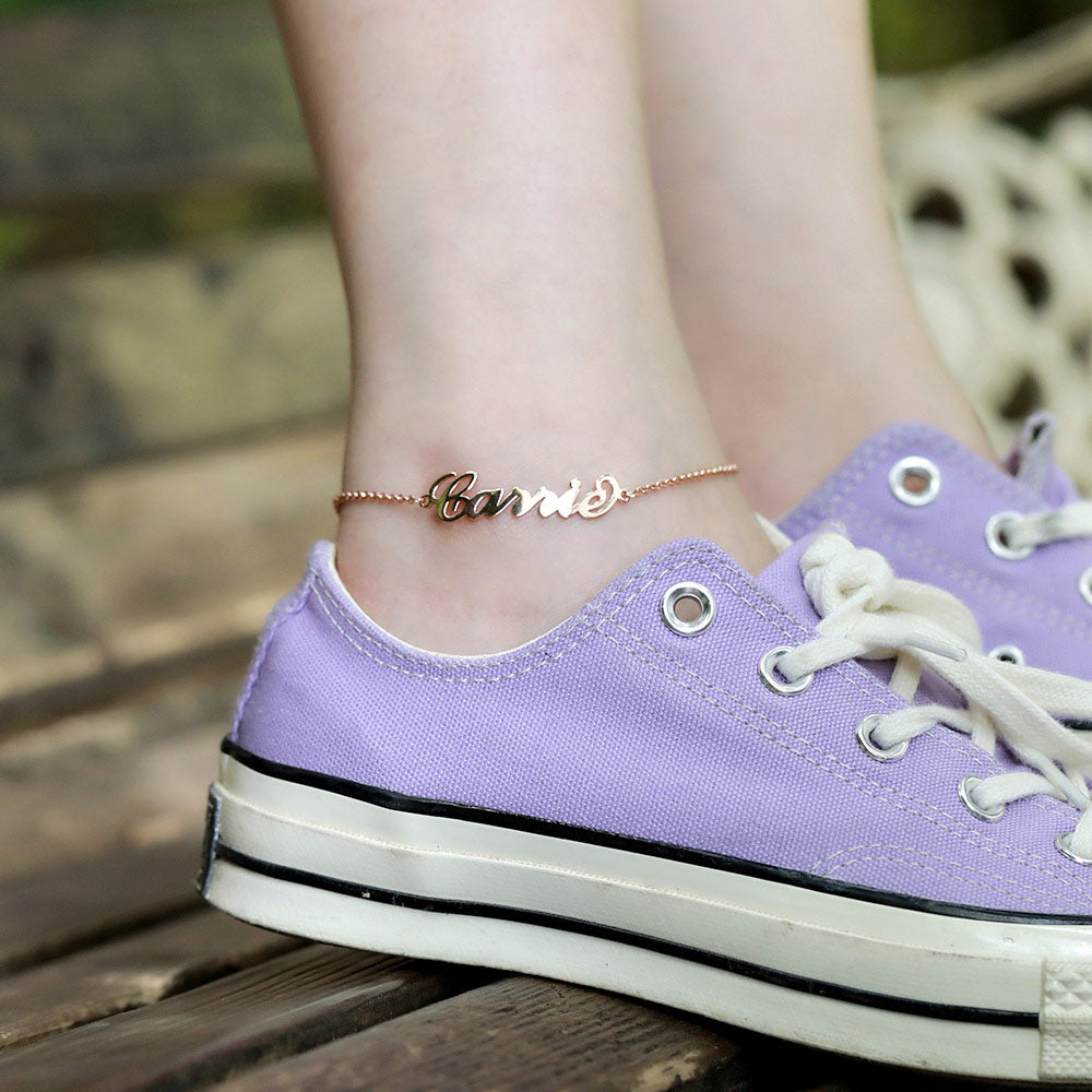 Personalized Name Anklet Sterling Silver 925