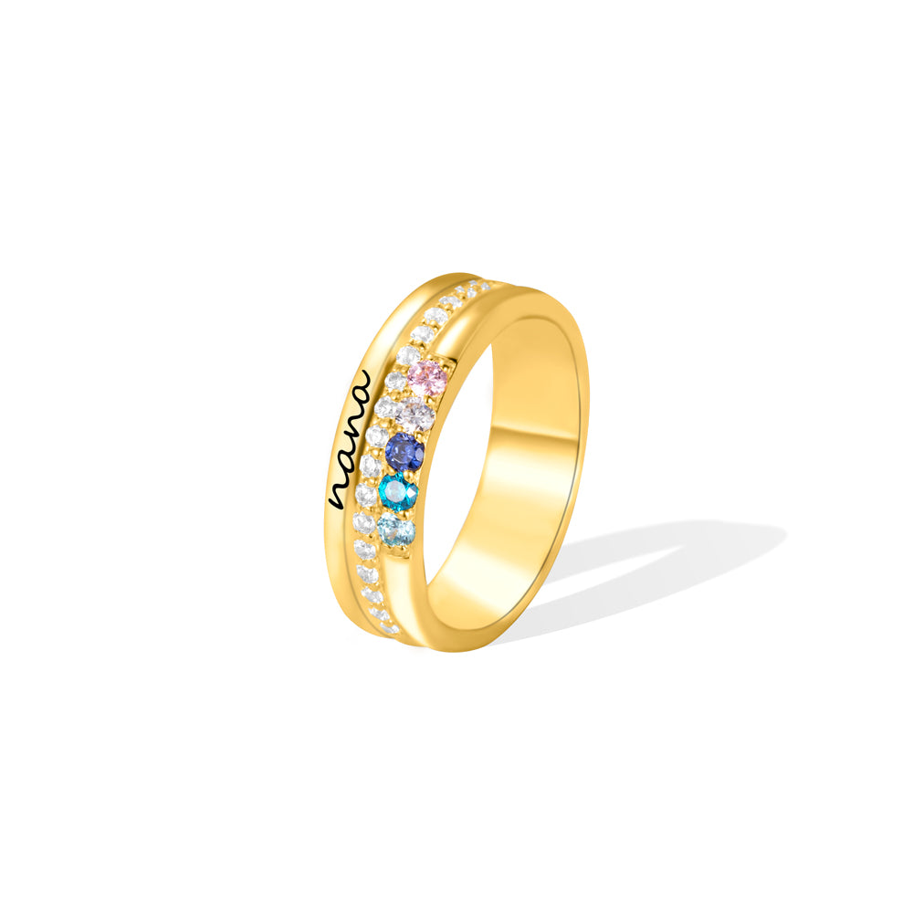 Personalized Mama Ring with Birthstone Brass