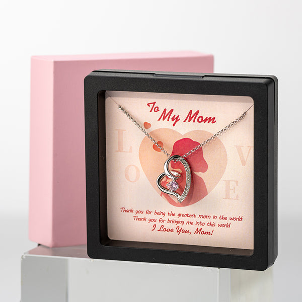 Love In Heart Birthstone Necklace Gift Card & Box Set Gift for Wife