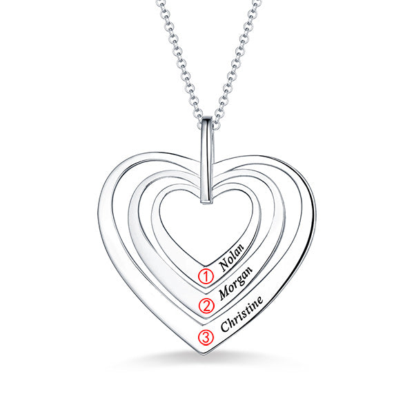 Engraved Family Heart Necklace Sterling Silver Jewelry Treasures