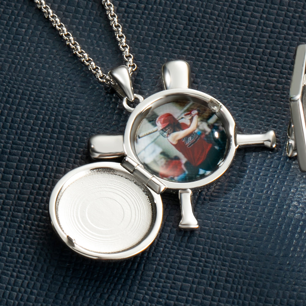 Baseball Necklace with Photo & Engraving - Ball Shape Short Style Jewelry Treasures