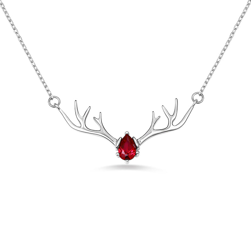 Personalized Birthstone Sterling Silver Deer Antler Necklace Jewelry Treasures