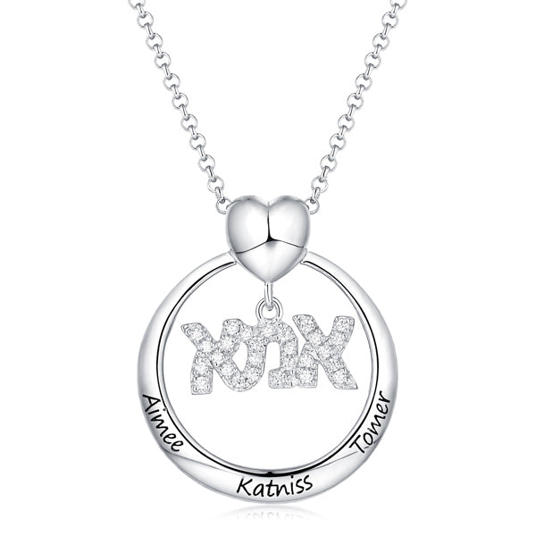 Engraved Hebrew Name Necklace for Mother Jewelry Treasures