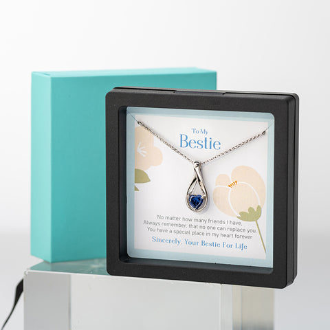 Mobius Heart Birthstone Necklace Gift Card & Box Set for Wife