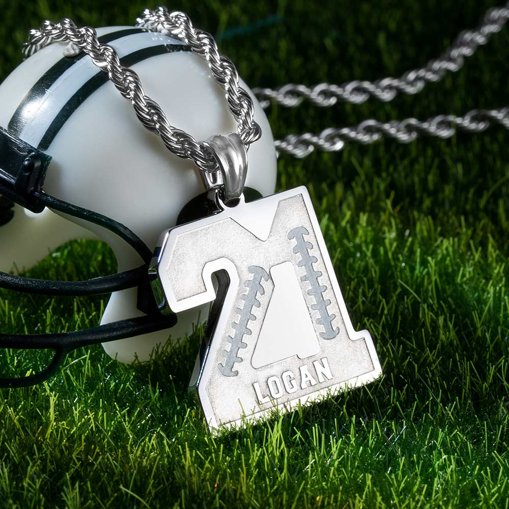 Personalized Football Sports Number Necklace with Name Jewelry Treasures