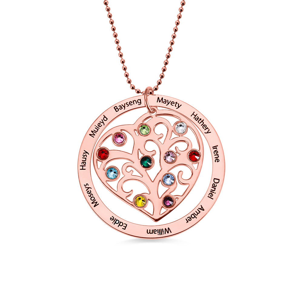 Personalized Family Tree Birthstone Necklace in Silver Jewelry Treasures