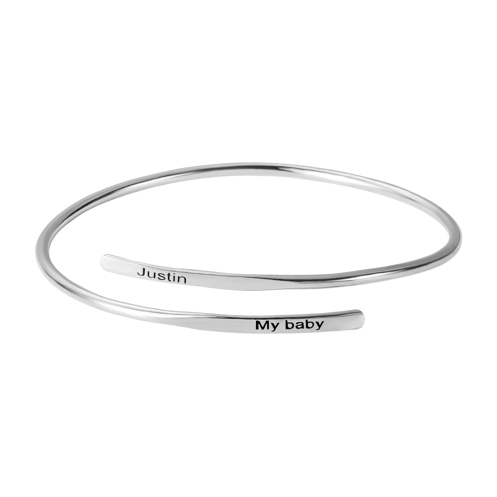 Engraved Adjustable Name Bracelet in Silver Jewelry Treasures