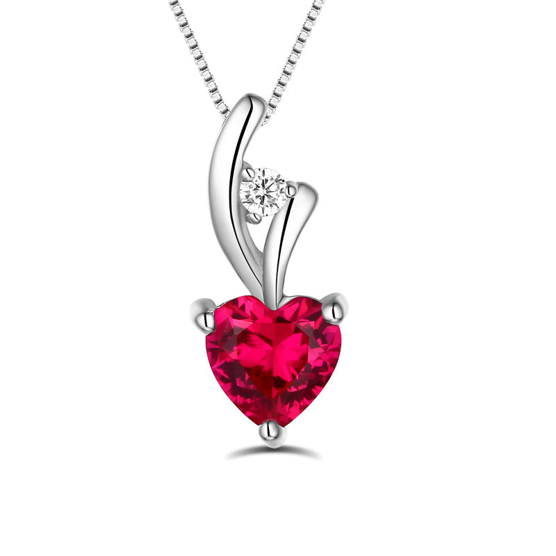 Anniversary Gift for Wife Heart Birthstone Pendant Necklace for Women