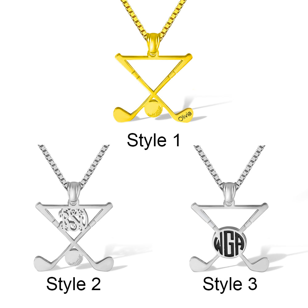 Personalized Golf Necklace Golf Stick Sports Jewelry Jewelry Treasures