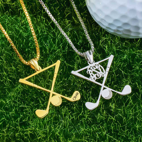 Personalized Golf Necklace Golf Stick Sports Jewelry Jewelry Treasures