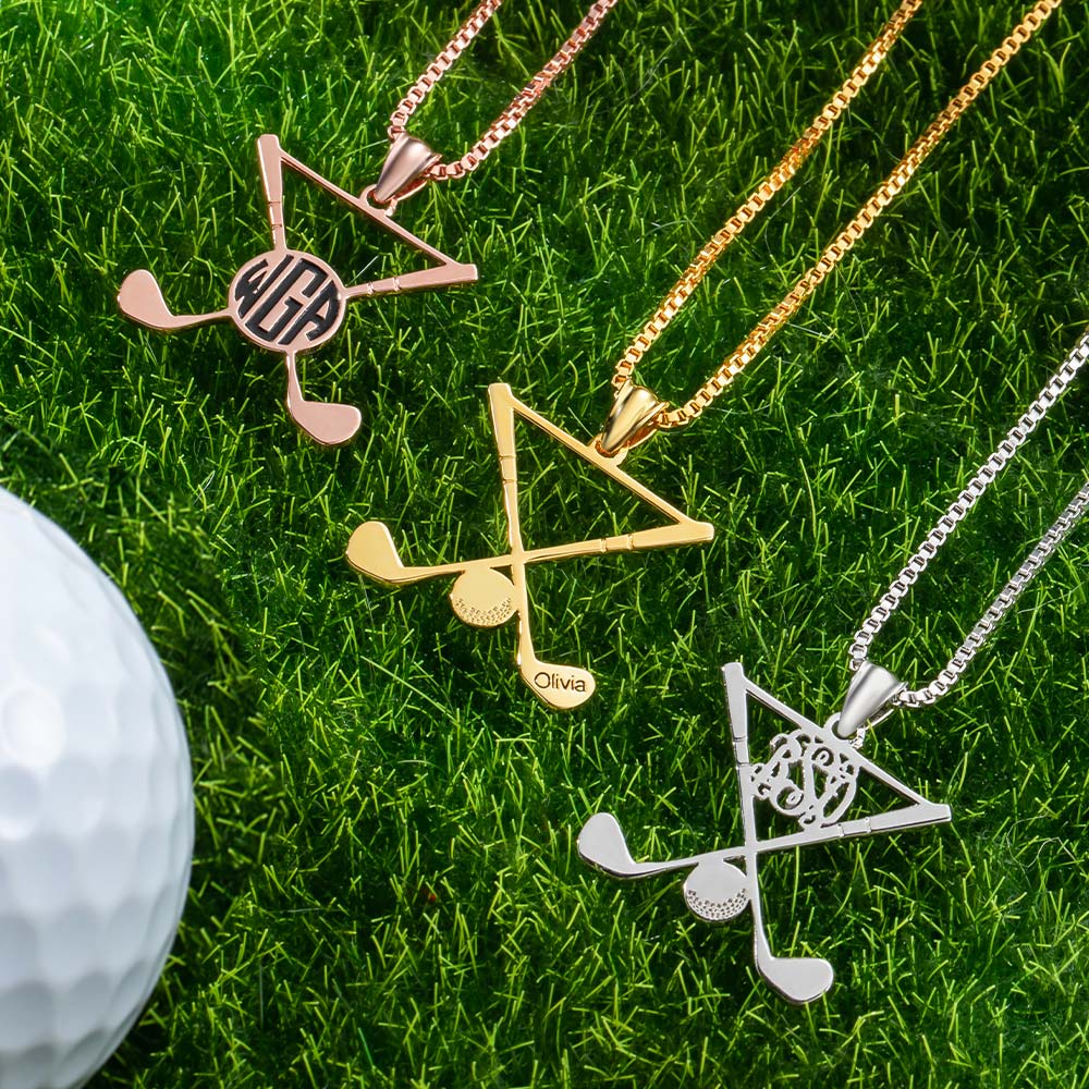 Personalized Golf Necklace Golf Stick Sports Jewelry Jewelry Treasures