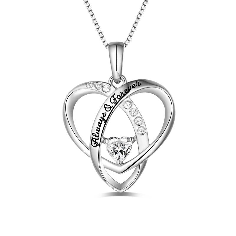 Women Heart Necklace Heart Necklace for Wife with Gift Card & Box Set