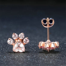 cute paw print alloy inlay zircon women's ear studs