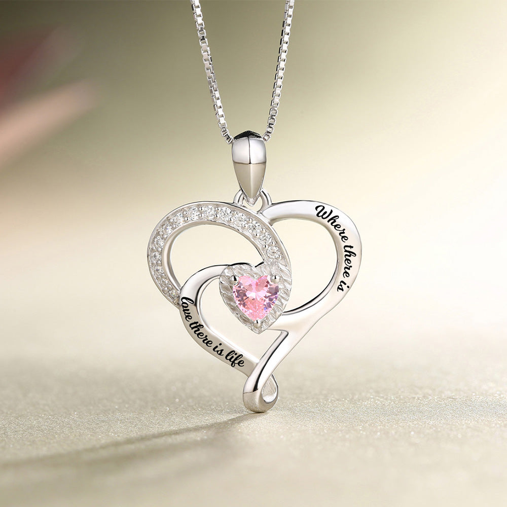 Personalized Heart Necklace with Birthstone Jewelry Treasures