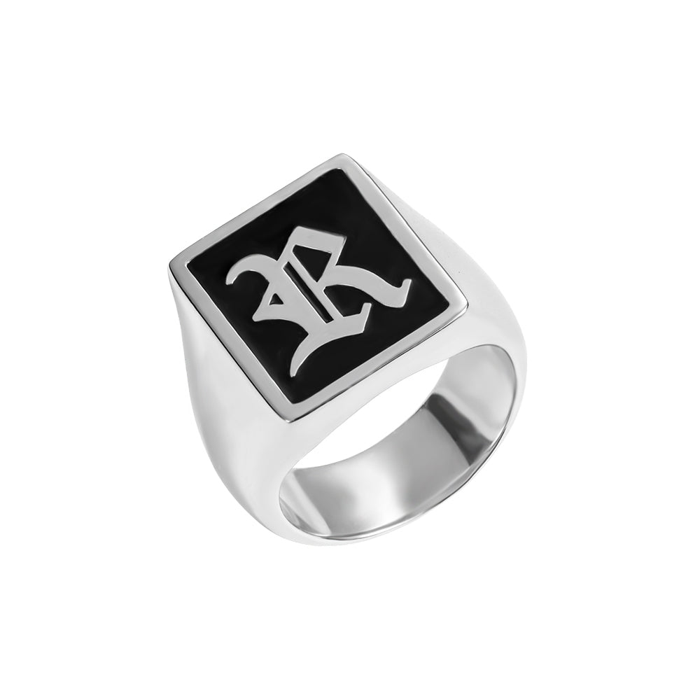 Personalized Rectangle Initial Signet Ring Unisex Jewelry Treasures