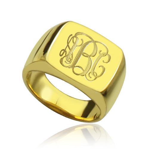 18K Gold Plated Fashion Monogram Initial Ring Jewelry Treasures