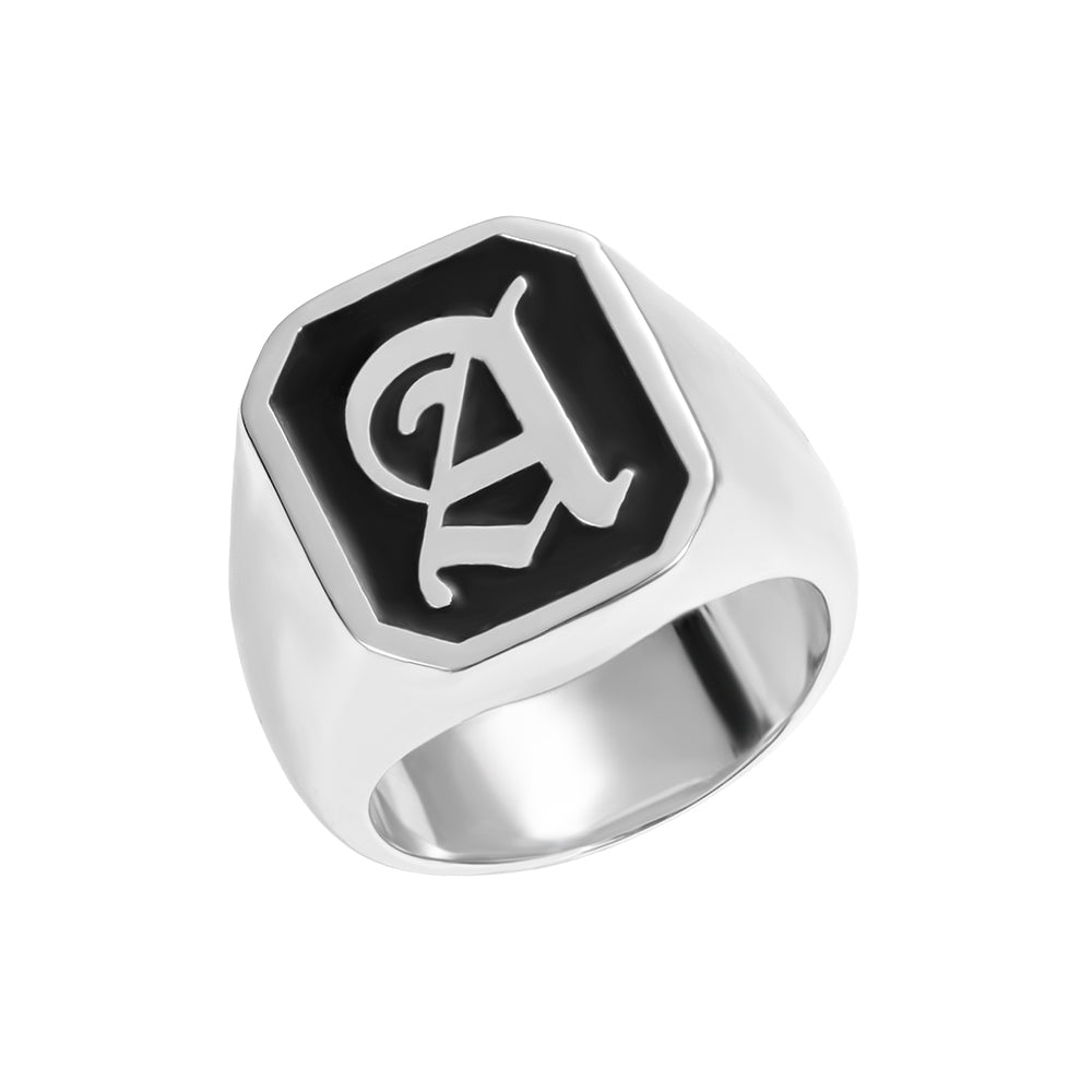 Personalized Octagon Initial Signet Ring Unisex Jewelry Treasures