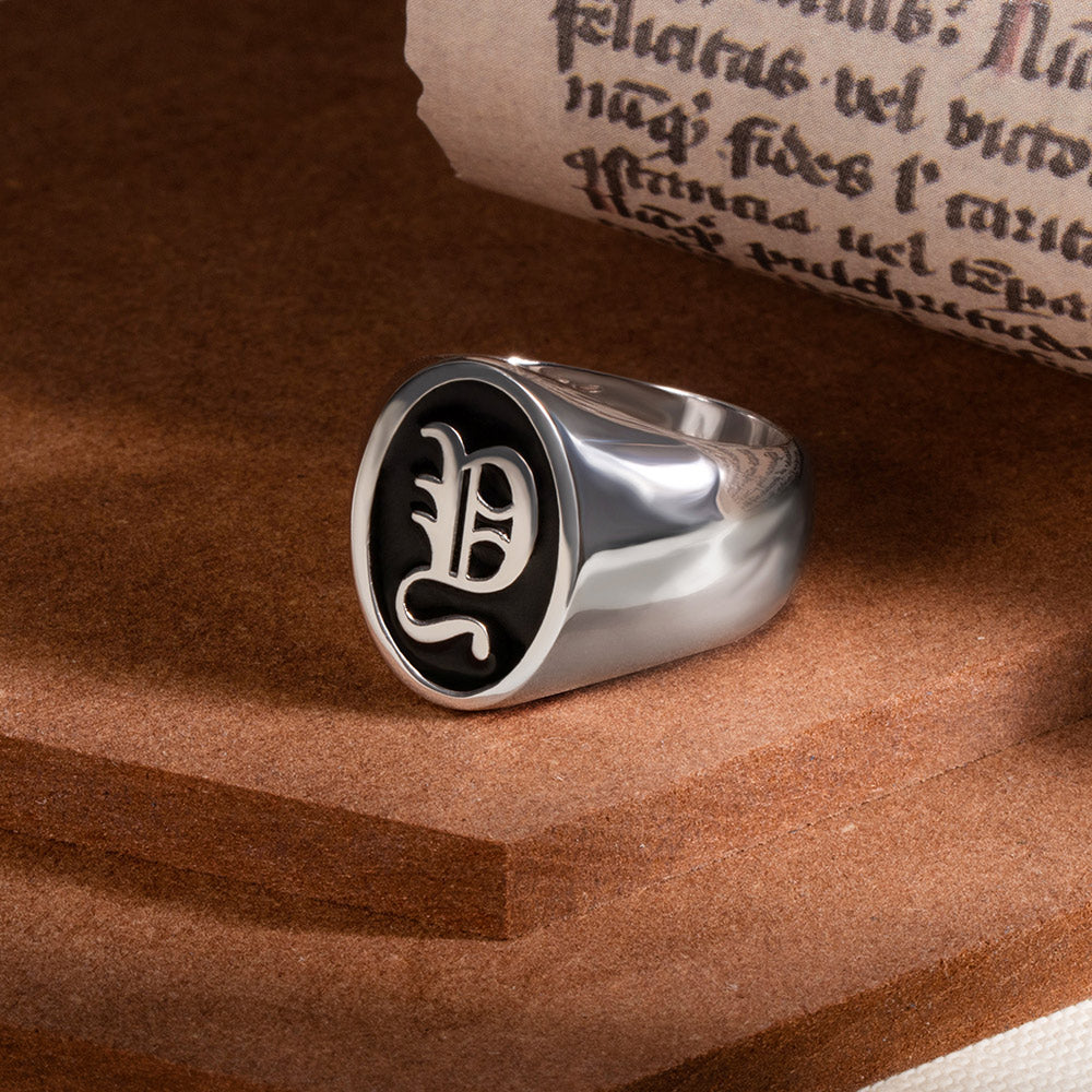 Personalized Oval Initial Signet Ring Unisex Jewelry Treasures