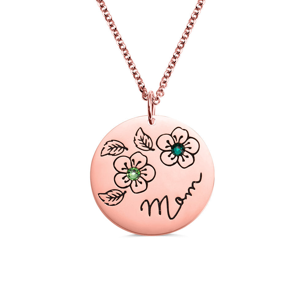 Personalized Birthstone Flower Necklace Gifts for Mother-Sterling Silver 925 Jewelry Treasures