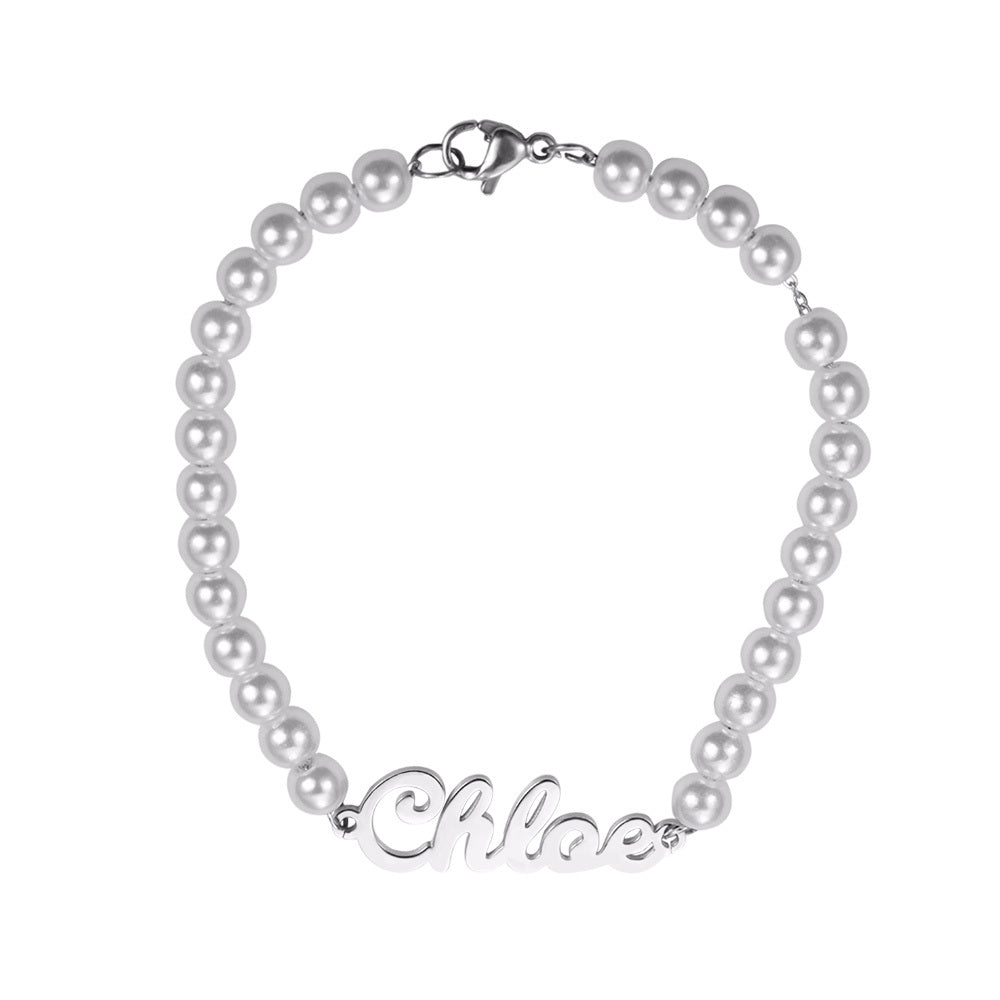 Personalized Name Bead Bracelet Stainless Steel Jewelry Treasures