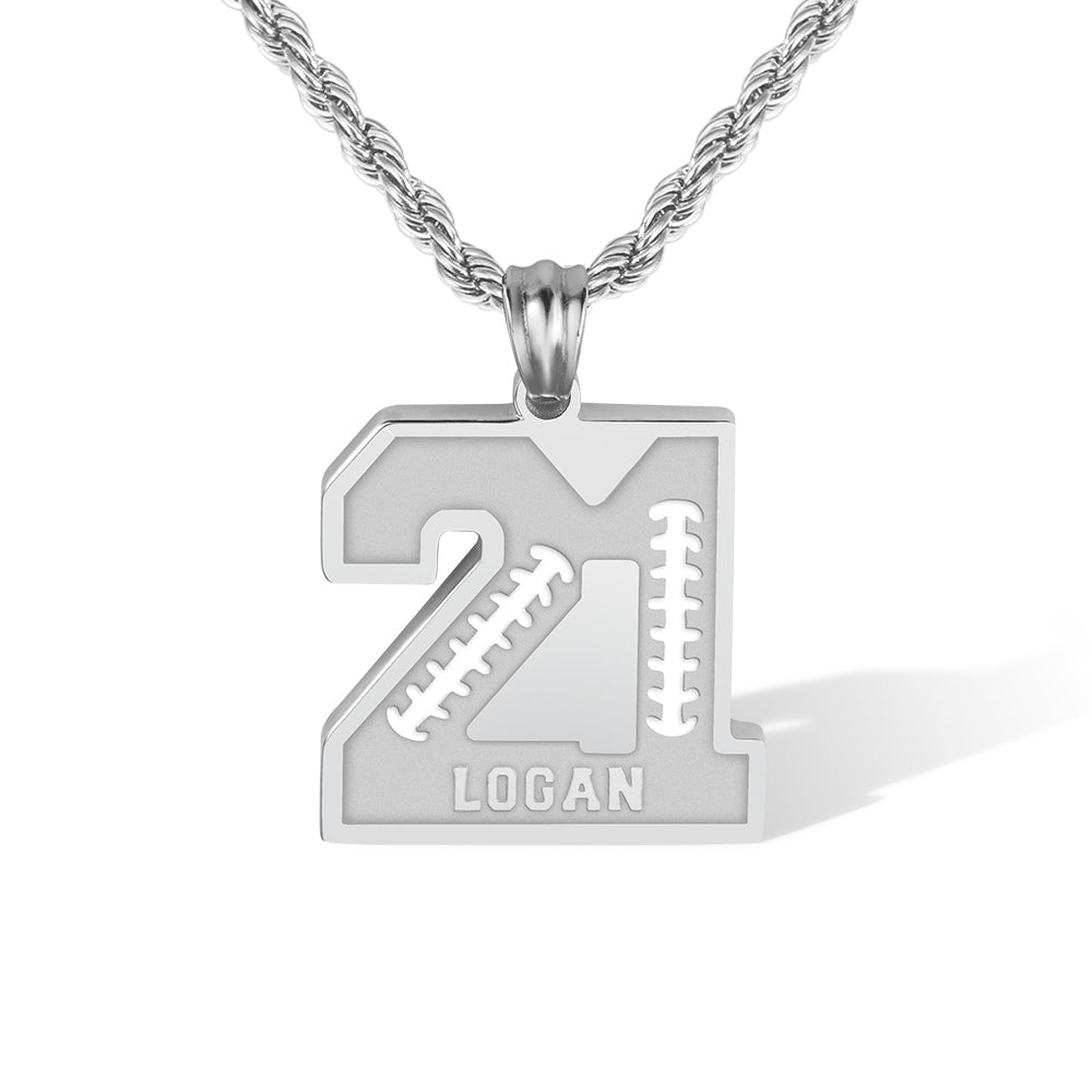 Personalized Football Sports Number Necklace with Name Jewelry Treasures