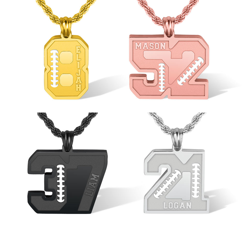 Personalized Football Sports Number Necklace with Name Jewelry Treasures