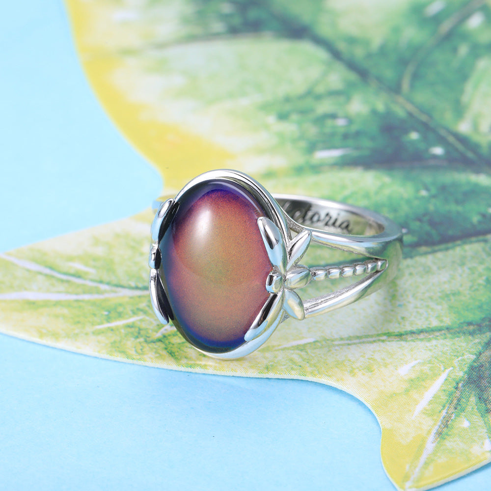 Personalized Color Changing Mood Ring in Silver