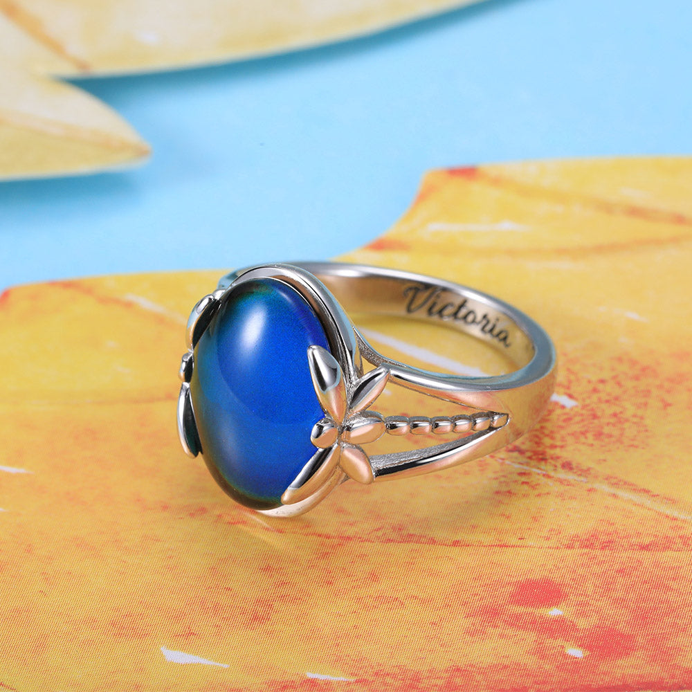 Personalized Color Changing Mood Ring in Silver