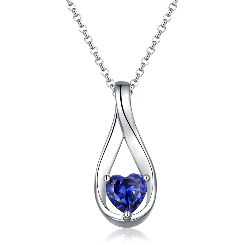 Custom Mobius Heart Birthstone Necklace Sterling Silver Jewelry Treasures