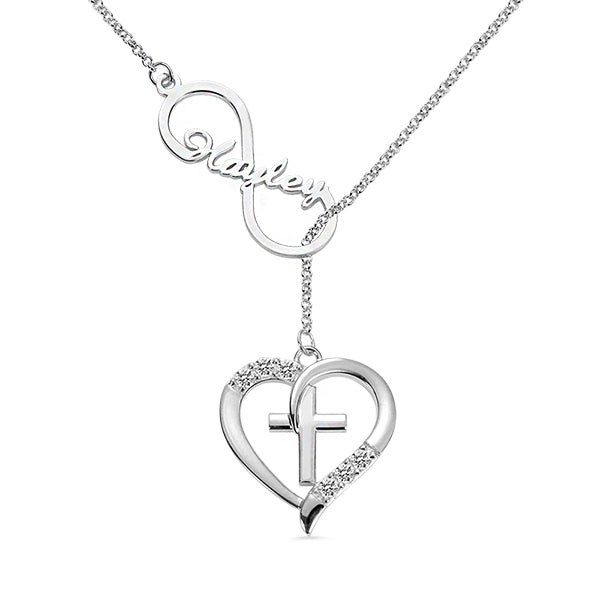 Personalized Infinity & Heart Cross Name Necklace Jewelry Treasures