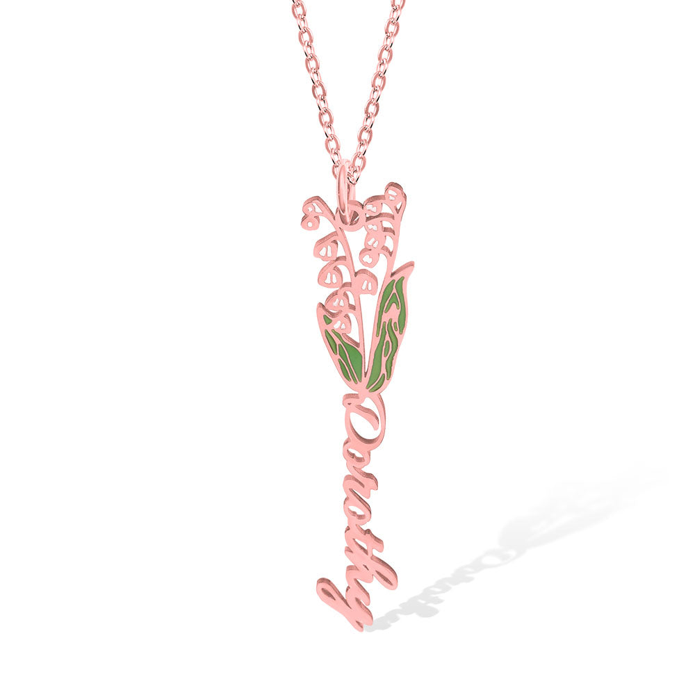 Personalized Birth Flower Name Necklace Jewelry Treasures