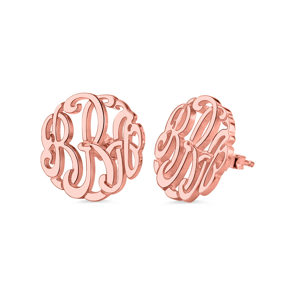 Personalized Silver Hand-painted Monogram Stud Earrings