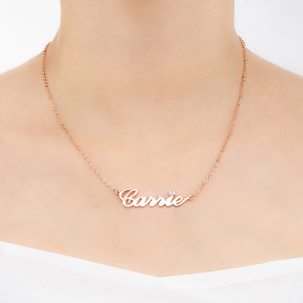 Sterling Silver Carrie Name Necklace With Birthstone Jewelry Treasures