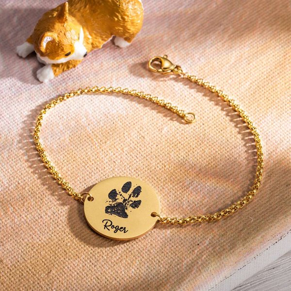 Custom Dog Paw Round Charm Bracelet Jewelry Treasures