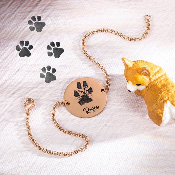 Custom Dog Paw Round Charm Bracelet Jewelry Treasures